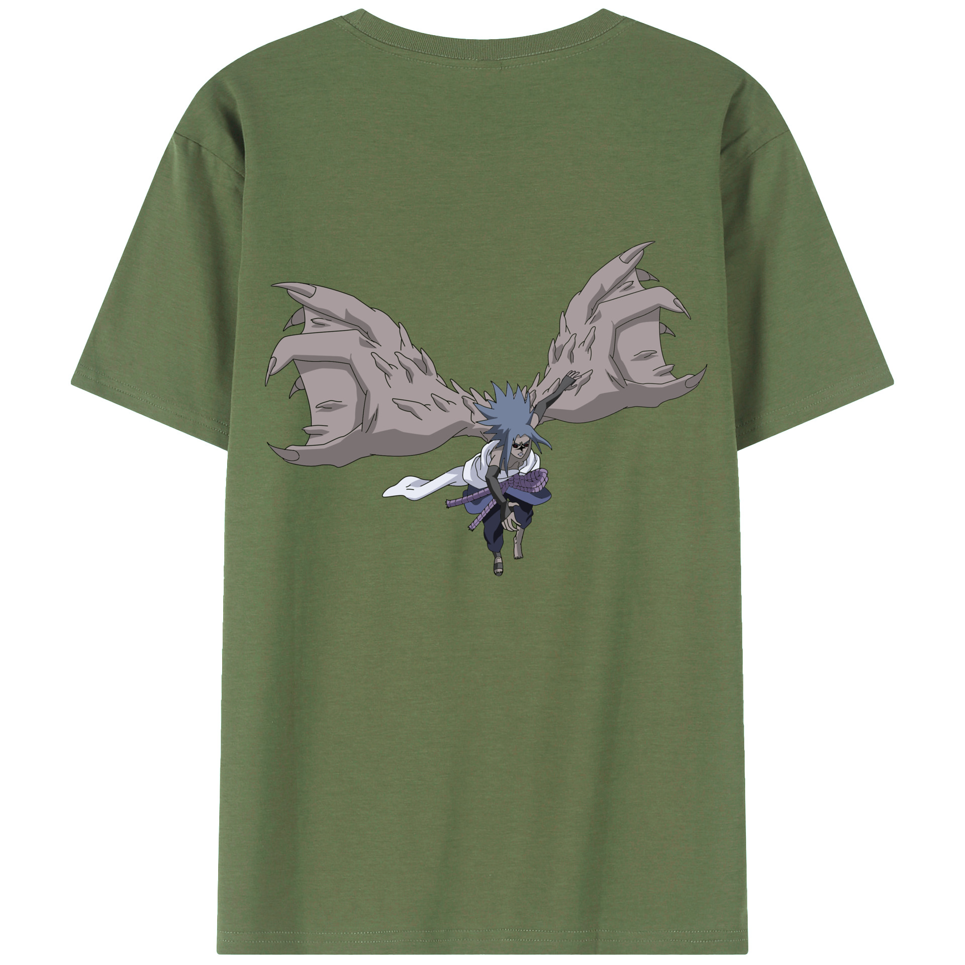 （画像用） NARUTO -ナルト- うちは サスケ Uchiha Sasuke 綿100％ メンズ半袖Tシャツ（バックプリント） 通気性